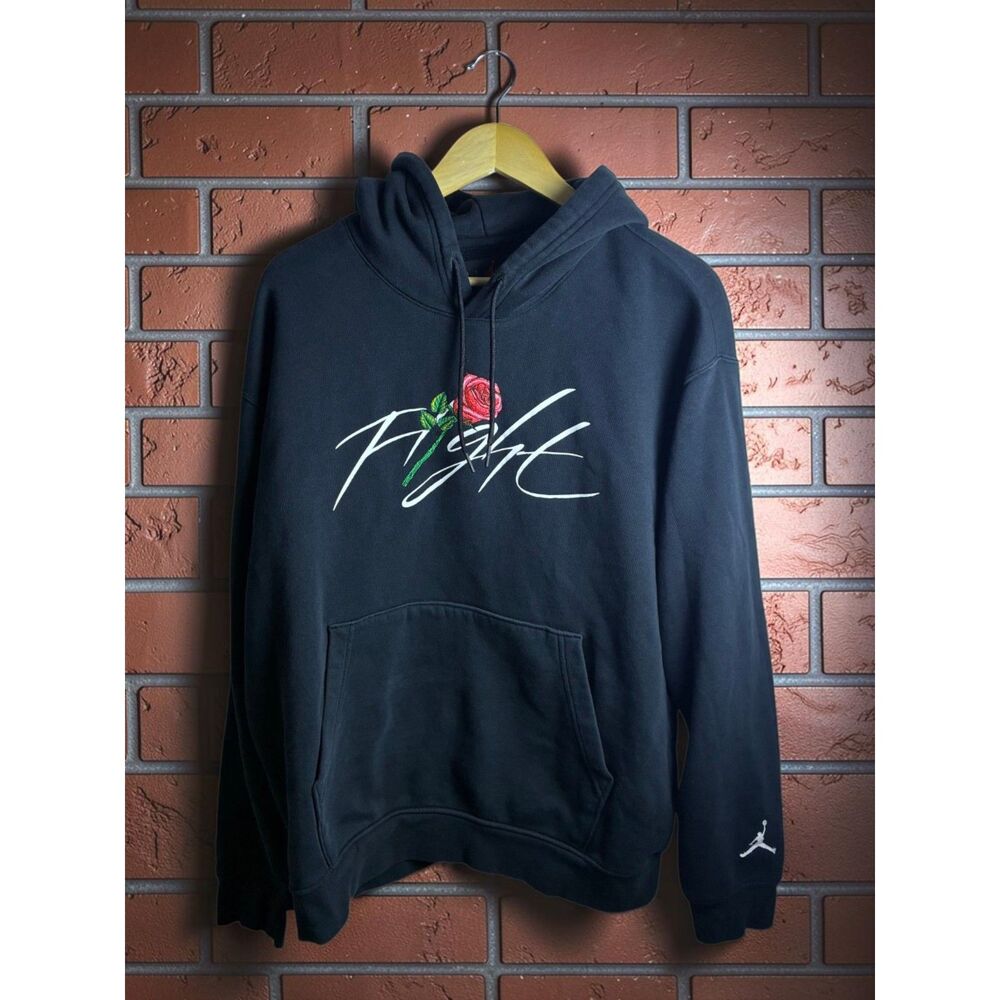 Jordan Flight Rose Graphic Hoodie Black Men's Large